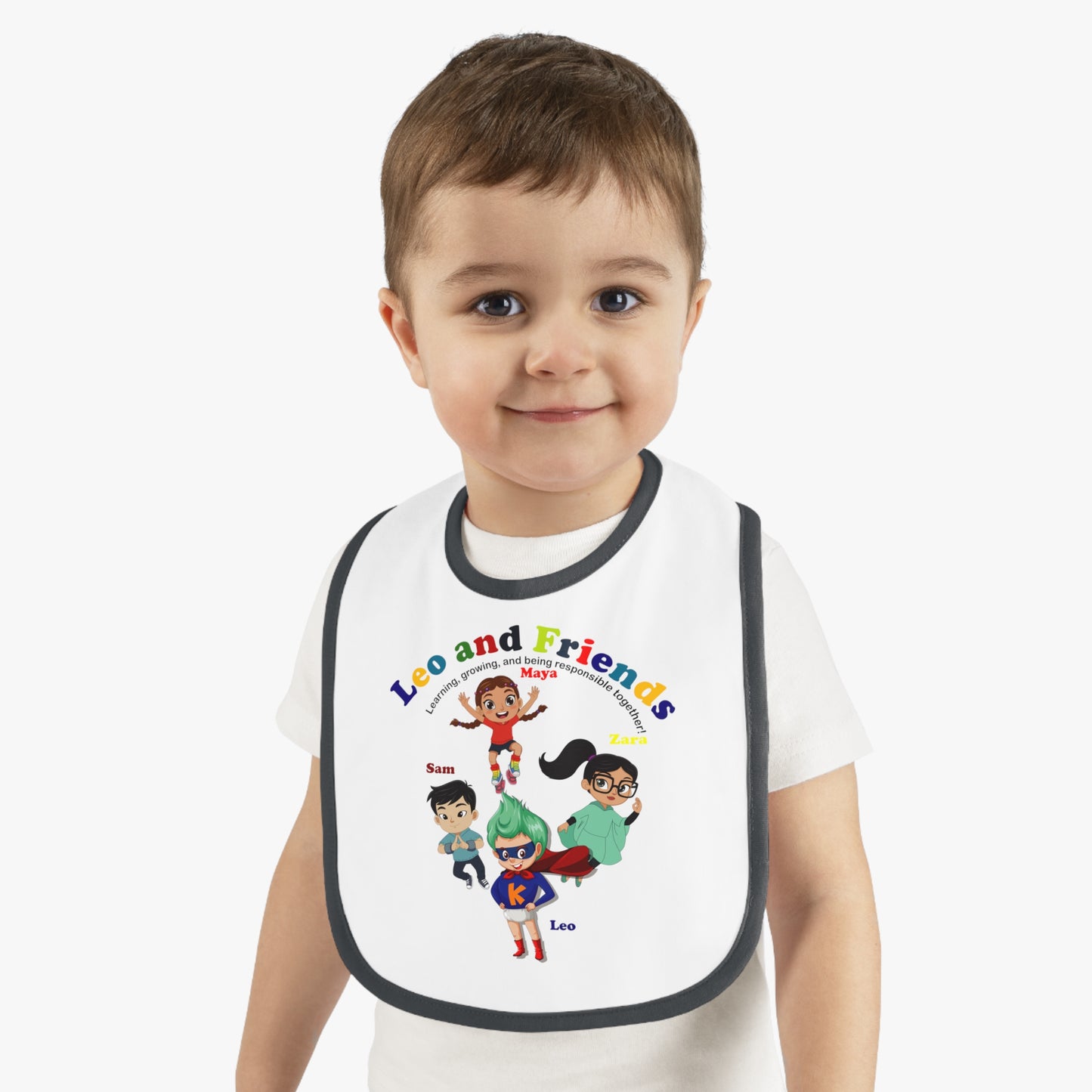 Baby Bib - Leo & Friends - Learning and growing
