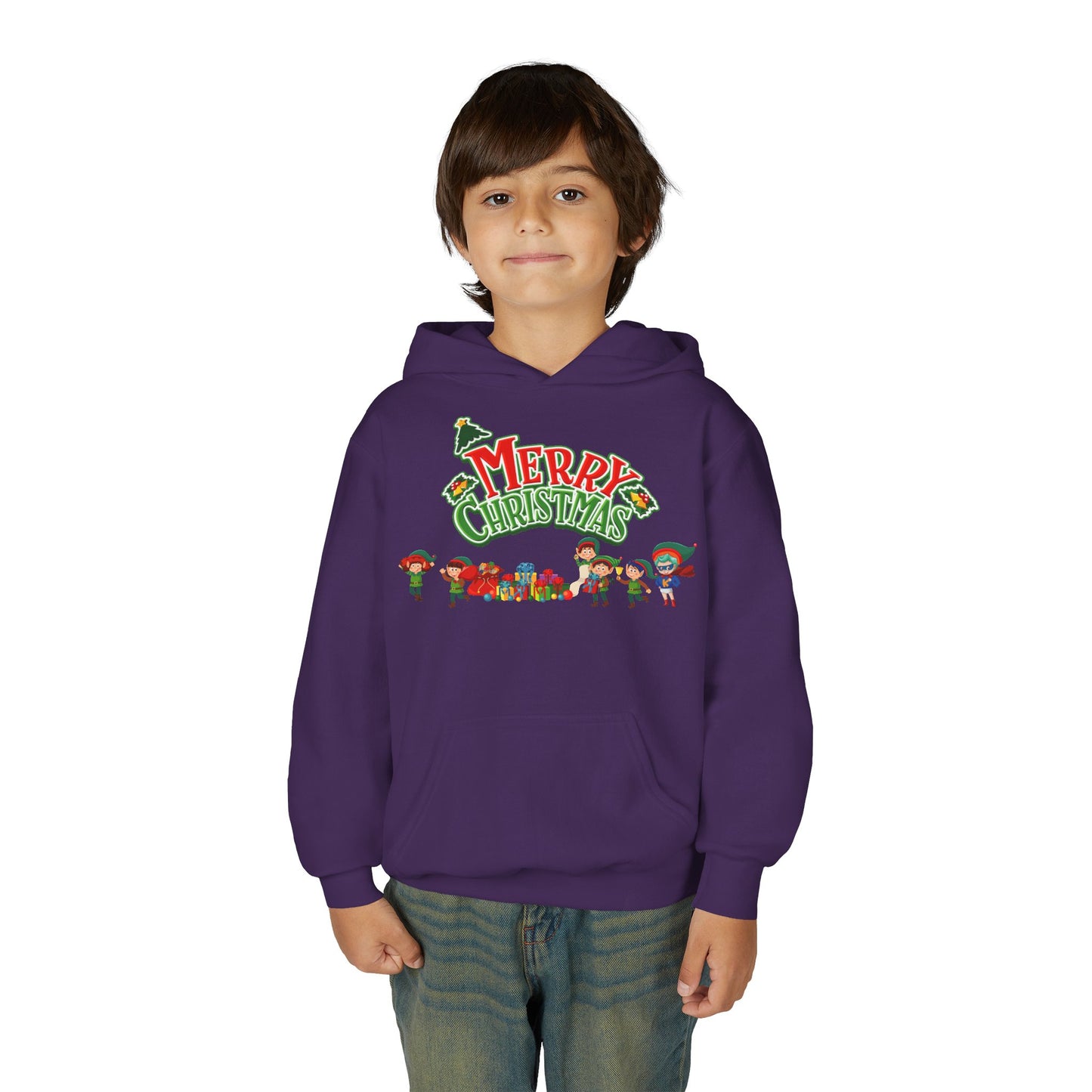 Youth Heavy Blend Hooded Sweatshirt - Merry christmas from super friends