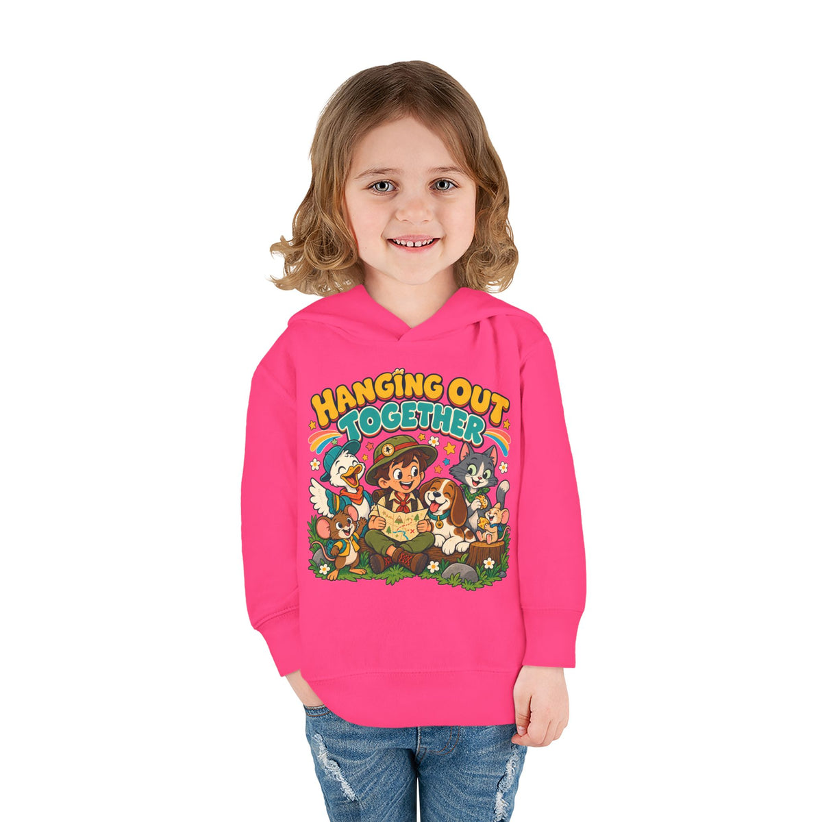 Toddler Hoodie — Retro Friends Hanging Out Together