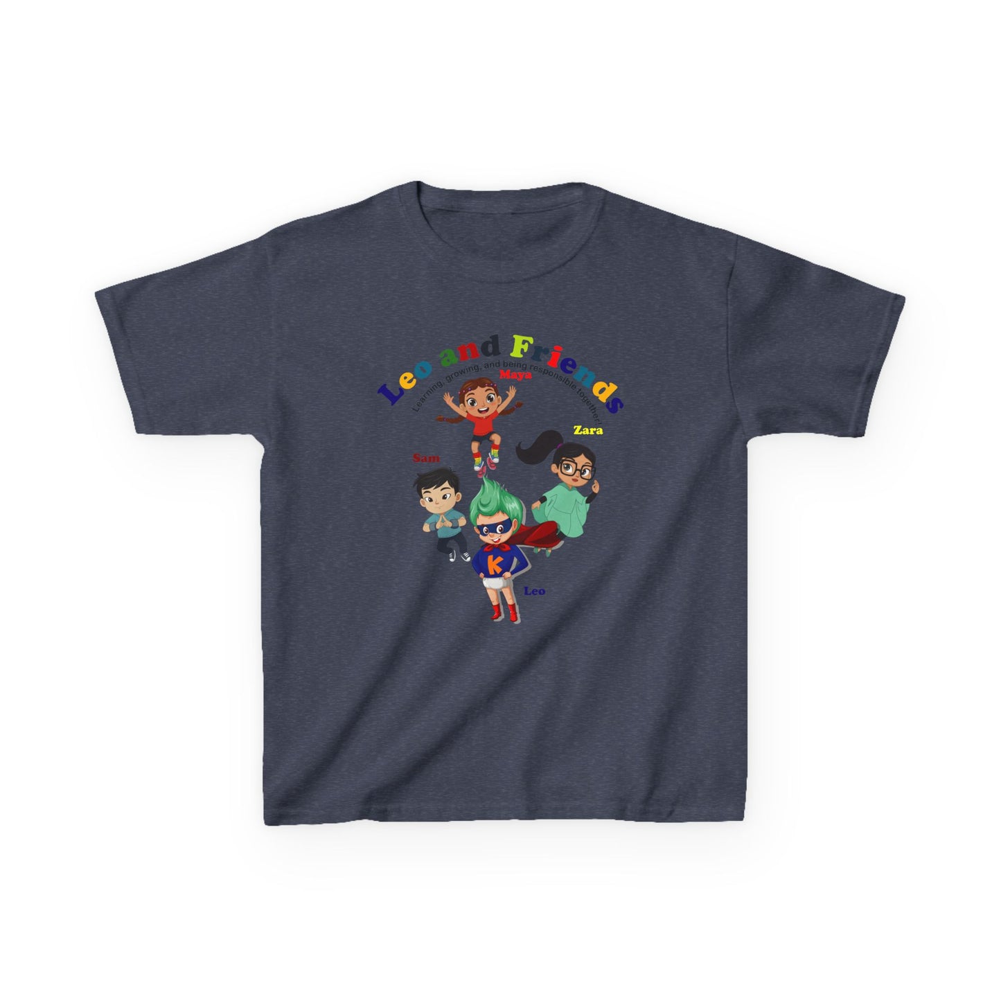 Kids Heavy Cotton™ Tee - Leo & Friends - Learning and growing - [[{"value":"Wonderwear Kid"}]]