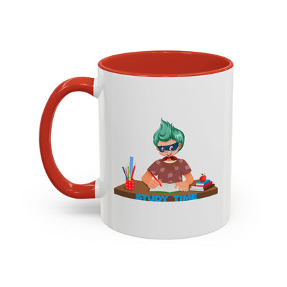 Accent Coffee Mug - Super kiddo studying - [[{"value":"Wonderwear Kid"}]]