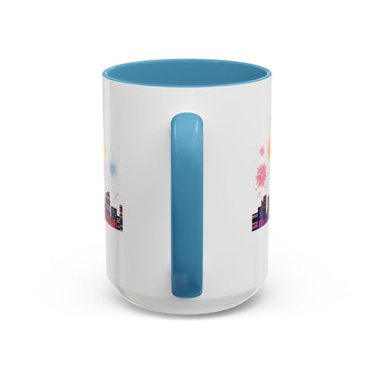 Accent Coffee Mug - Super kiddo with fireworks with text - [[{"value":"Wonderwear Kid"}]]