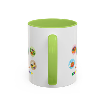 Accent Coffee Mug - Supper kiddo showing healthy food to eat - [[{"value":"Wonderwear Kid"}]]
