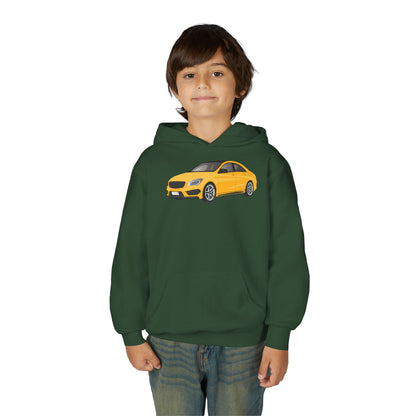 Youth Heavy Blend Hooded Sweatshirt - Yellow car Printify