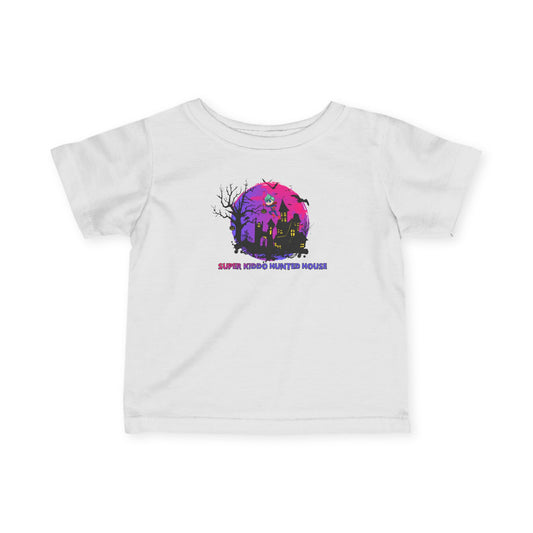 Infant Fine Jersey Tee - Super kiddo flying on hunted house