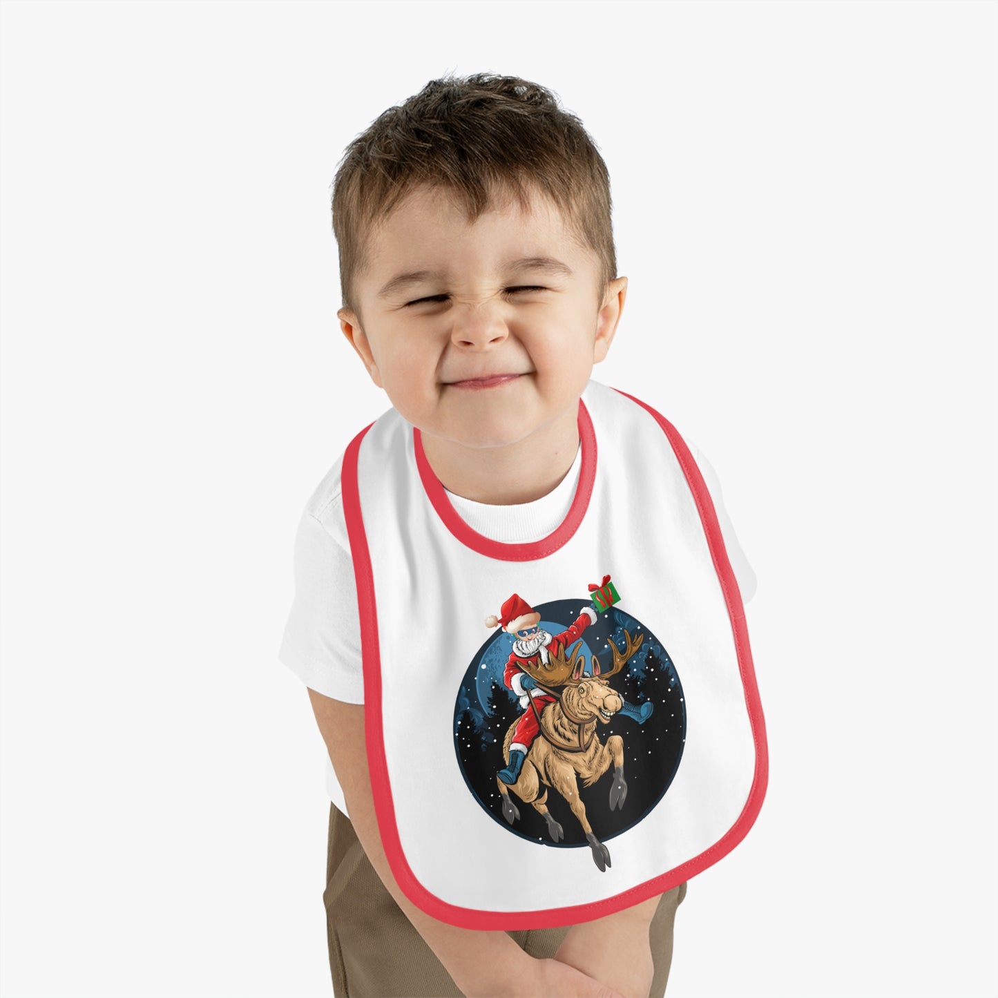 Baby Bib - Super kiddo riding a reindeer