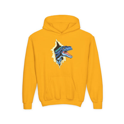 Youth Heavy Blend Hooded Sweatshirt -  Utah raptor dinosaur Printify