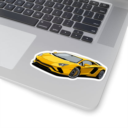 Kiss-Cut Vinyl Decals - Yellow super car Printify