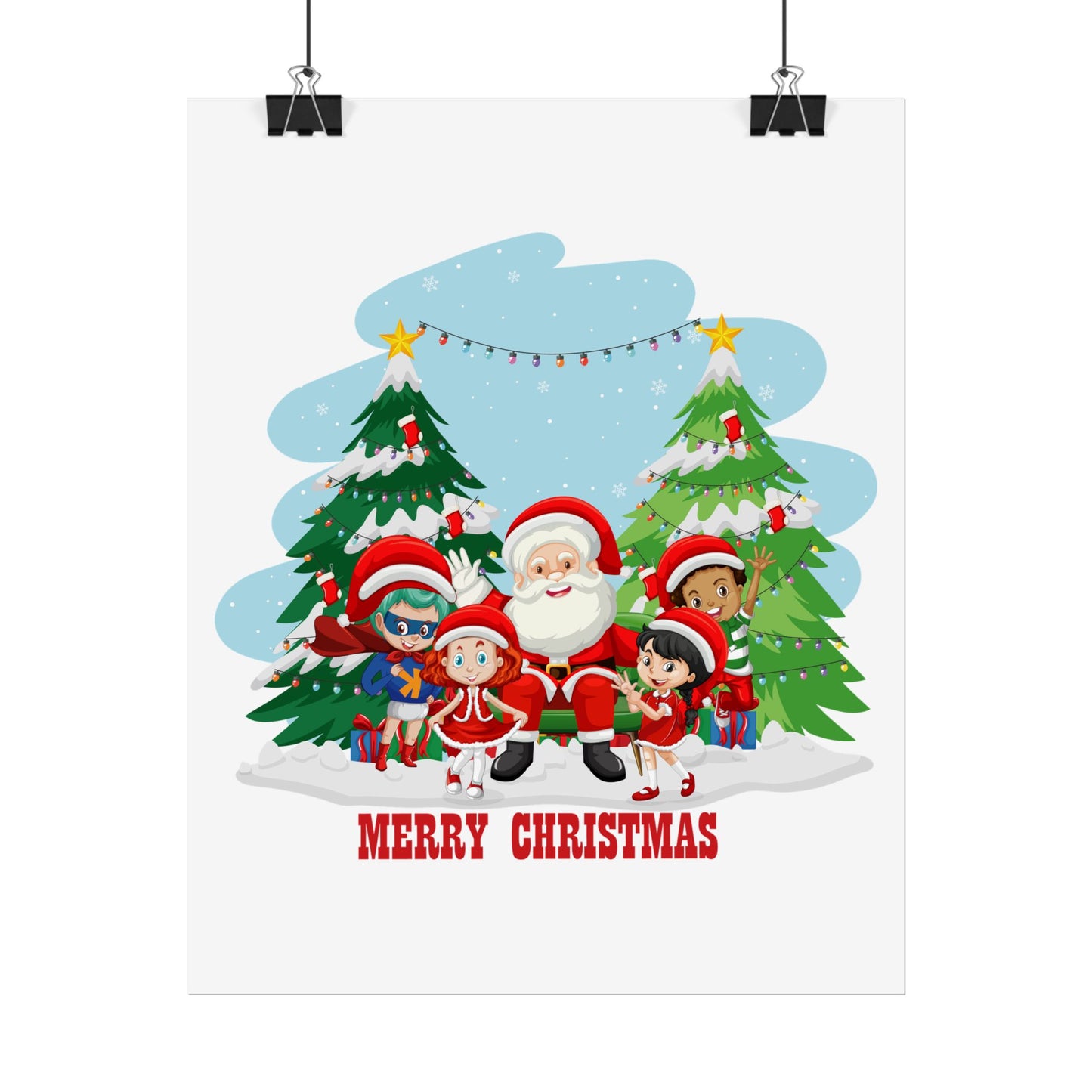 Rolled Posters - Super kiddo with santa claus Merry christmas - [[{"value":"Wonderwear Kid"}]]