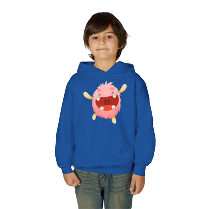 Youth Heavy Blend Hooded Sweatshirt - Baby pink monster Printify