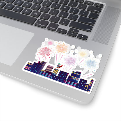 Kiss-Cut Stickers - Super kiddo with fireworks - [[{"value":"Wonderwear Kid"}]]