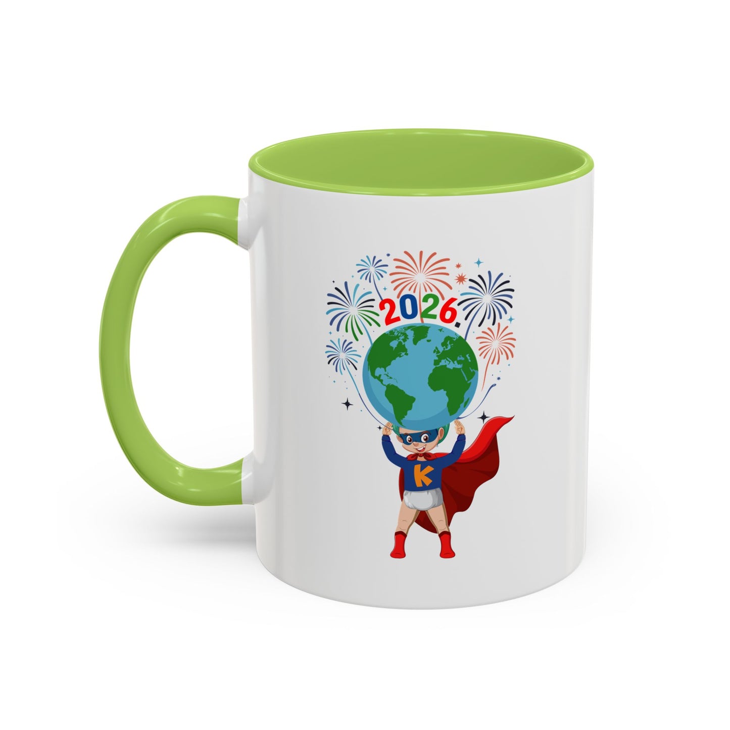 Accent Coffee Mug - Super kiddo holding globe