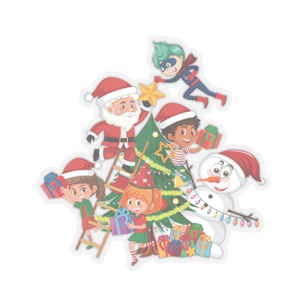 Kiss-Cut Stickers - Super kiddo making christmas tree - [[{"value":"Wonderwear Kid"}]]