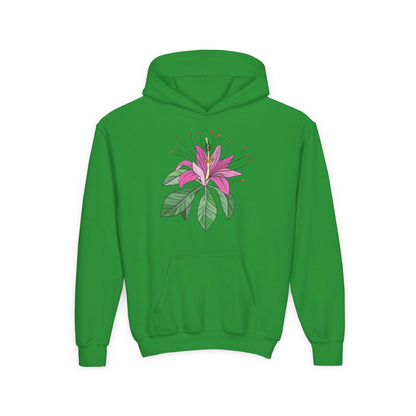 Youth Heavy Blend Hooded Sweatshirt - Purple flower Printify