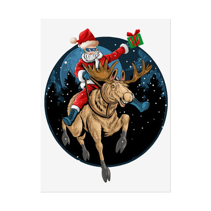 Rolled Posters - Super kiddo riding a reindeer - [[{"value":"Wonderwear Kid"}]]