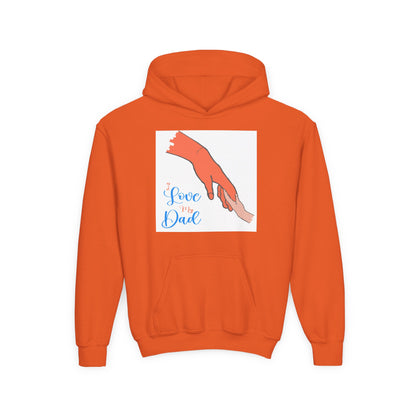 Youth Heavy Blend Hooded Sweatshirt -  Child and dad holding hands Printify