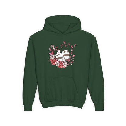 Youth Heavy Blend Hooded Sweatshirt - Panda and Cat love Printify