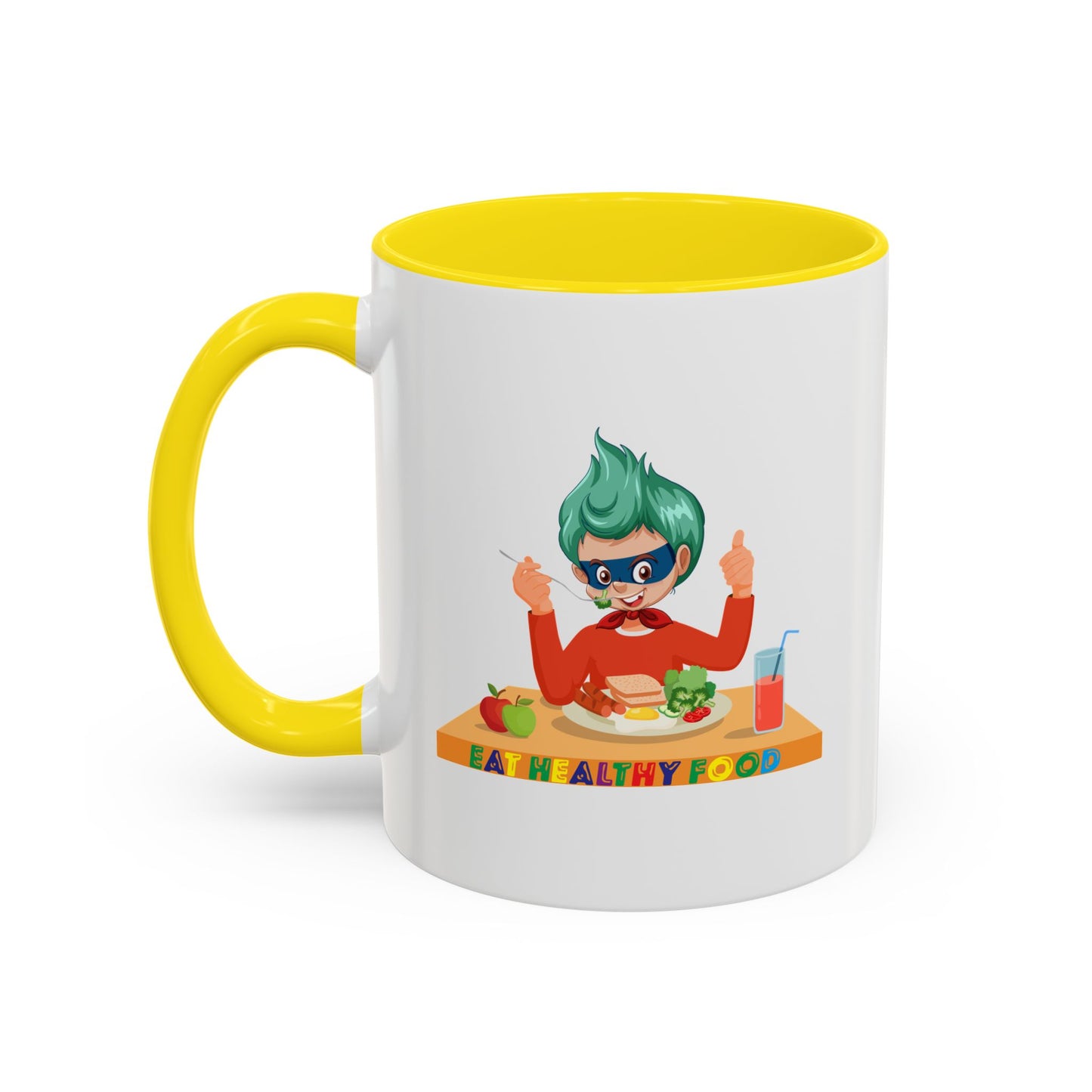Accent Coffee Mug - Super kiddo eating healthy breafast
