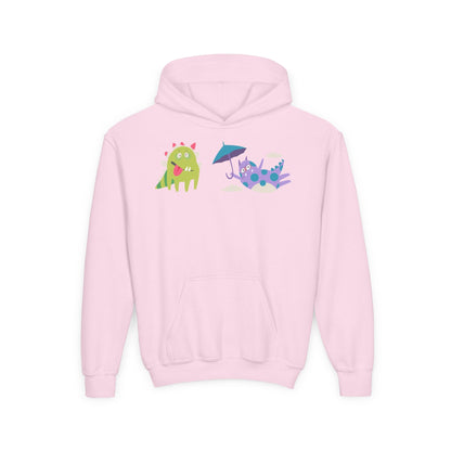 Youth Heavy Blend Hooded Sweatshirt - Monsters playing Printify