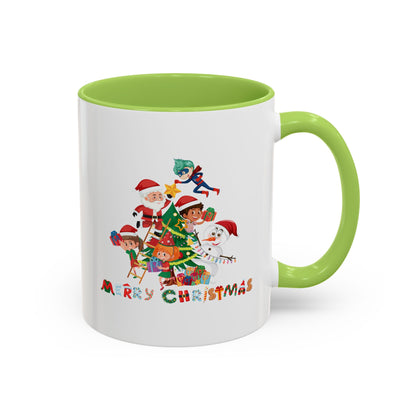 Accent Coffee Mug - Super kiddo making christmas tree with text - [[{"value":"Wonderwear Kid"}]]