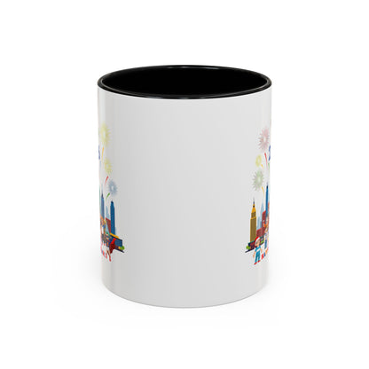 Accent Coffee Mug - Happy new year with fireworks - [[{"value":"Wonderwear Kid"}]]