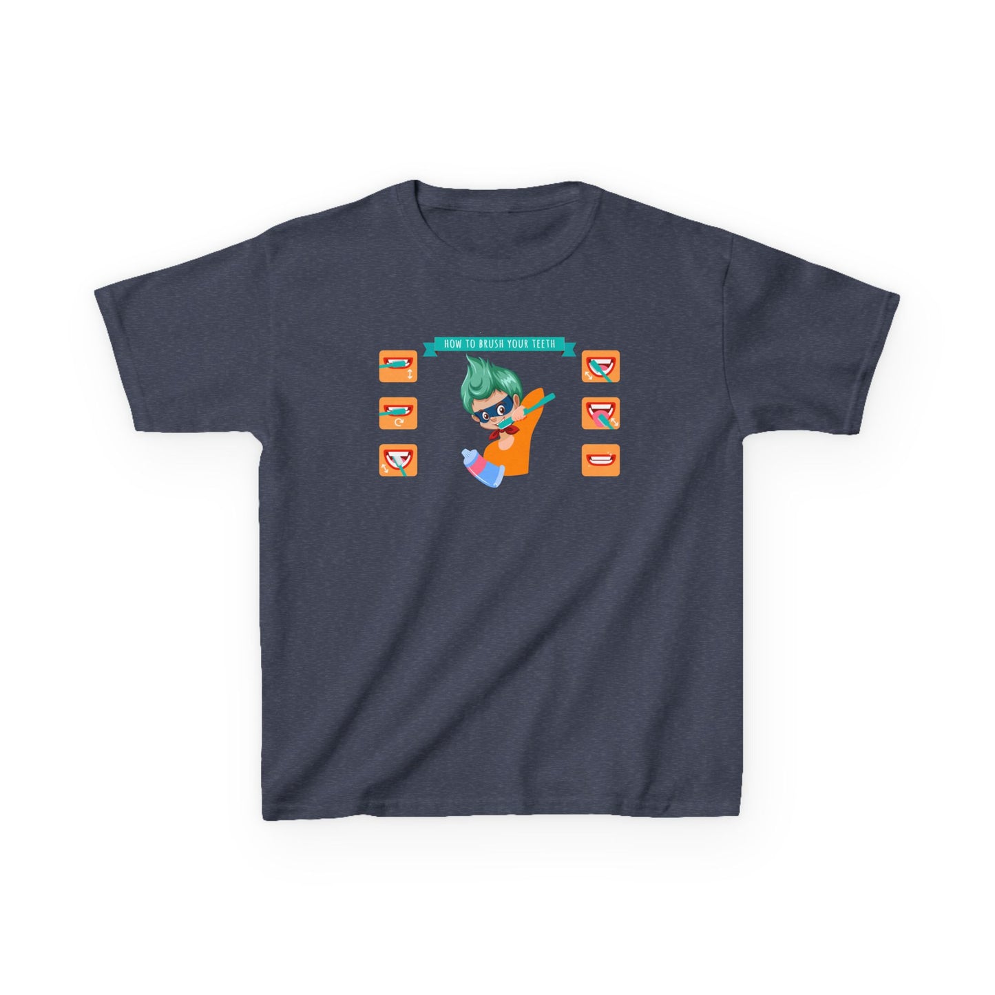 Kids Heavy Cotton™ Tee - Super kiddo how to brush teeth - [[{"value":"Wonderwear Kid"}]]