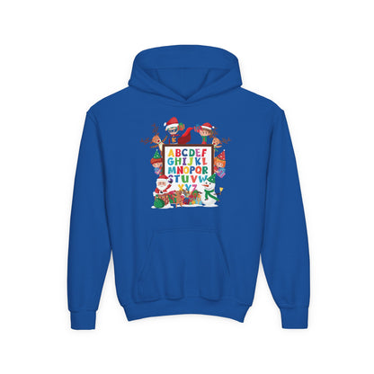 Youth Heavy Blend Hooded Sweatshirt - Christmas alphabet with super kiddo - [[{"value":"Wonderwear Kid"}]]