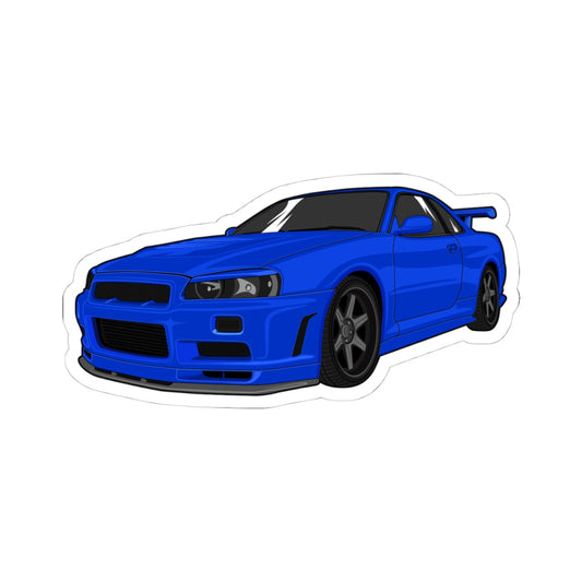 Kiss-Cut Stickers - Blue Sports Car Printify