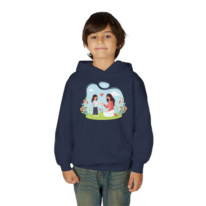 Youth Heavy Blend Hooded Sweatshirt -  Mother and daughter love Printify