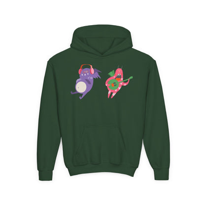 Youth Heavy Blend Hooded Sweatshirt - Monsters playing instruments Printify