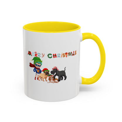 Accent Coffee Mug - Super kiddo woith pet friends - [[{"value":"Wonderwear Kid"}]]