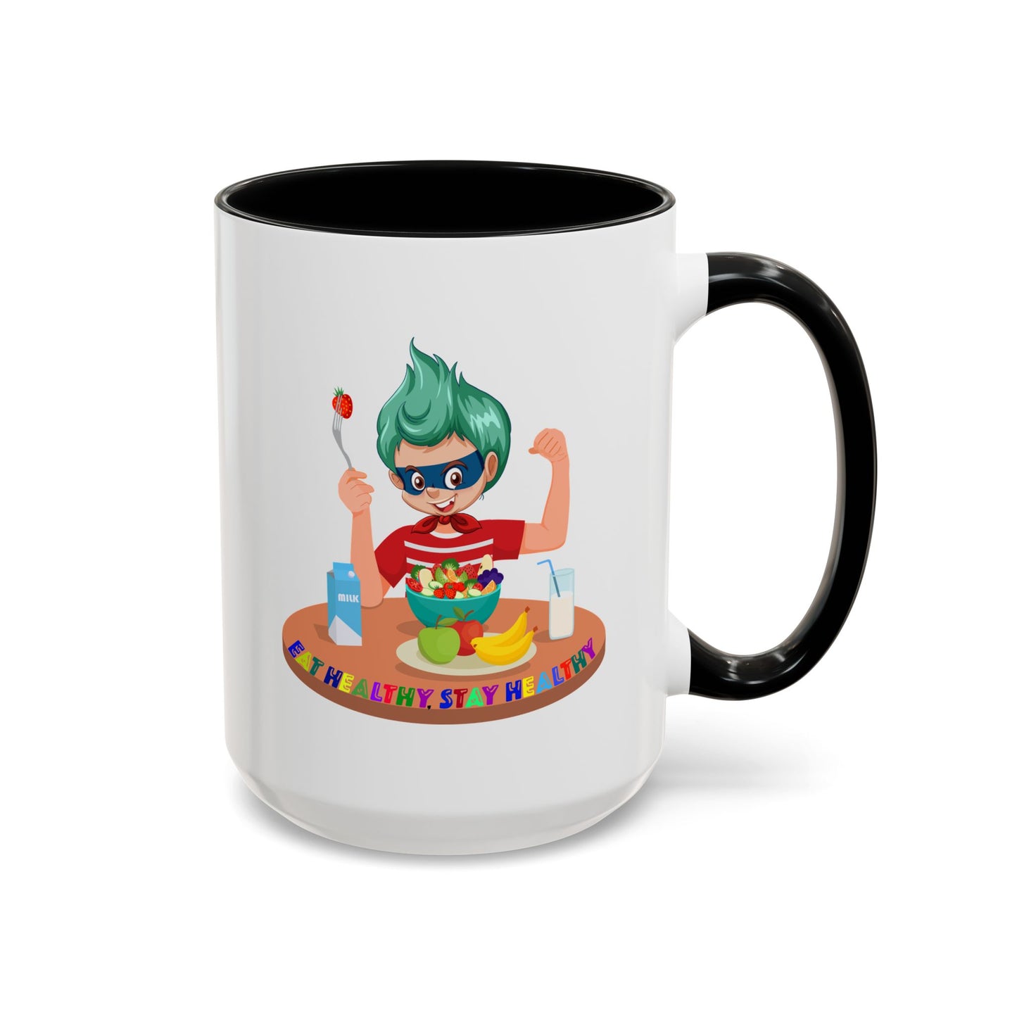 Accent Coffee Mug - super kiddo eating healthy food