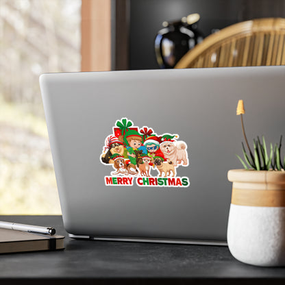 Christmas Kiss-Cut Vinyl Decals – Christmas with super kiddo pet friends with text - [[{"value":"Wonderwear Kid"}]]