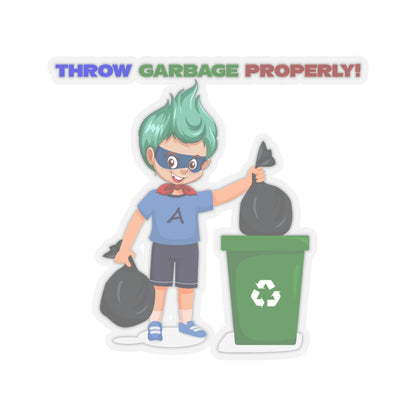 Kiss-Cut Stickers - Super kiddo taking trash out - [[{"value":"Wonderwear Kid"}]]