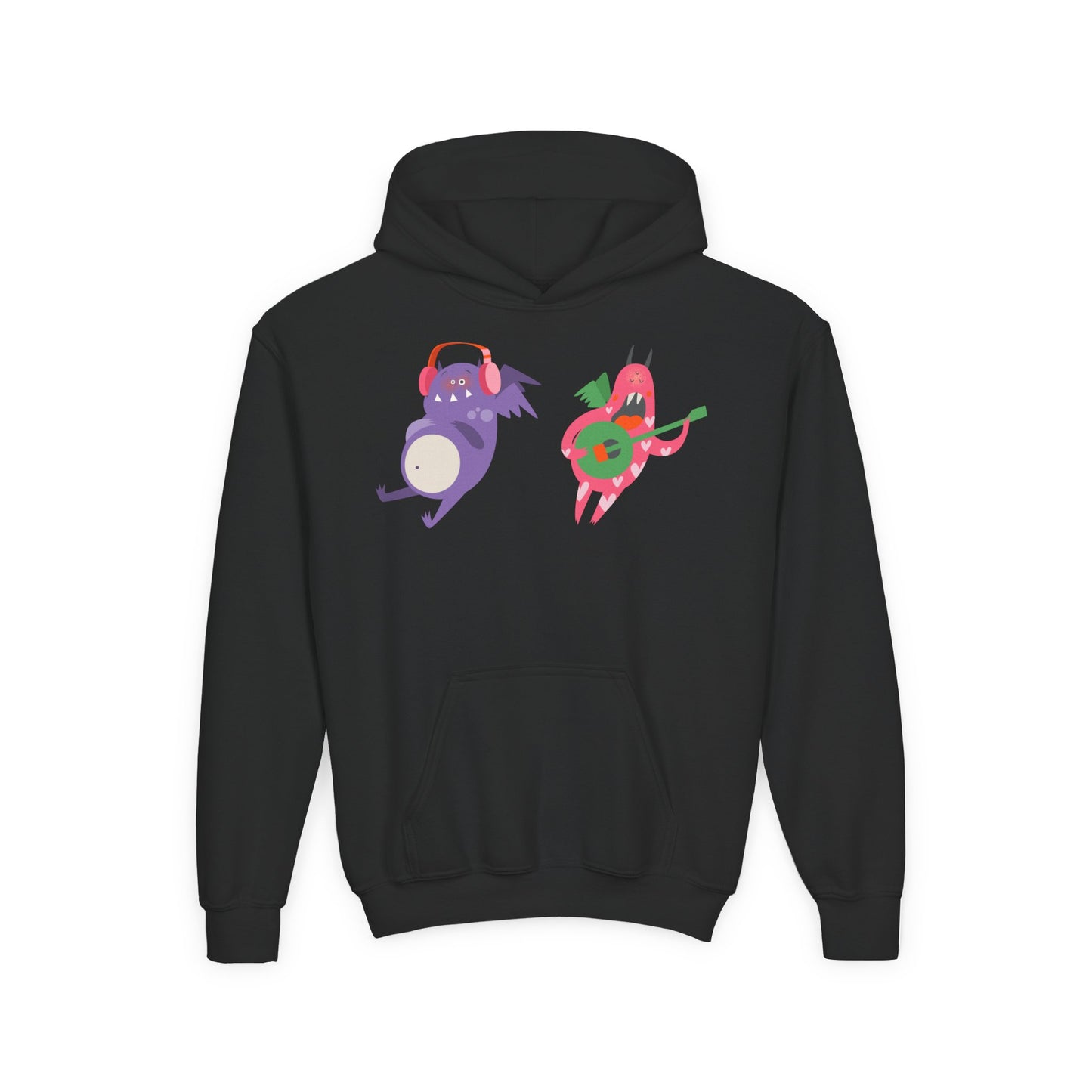 Youth Heavy Blend Hooded Sweatshirt - Monsters playing instruments