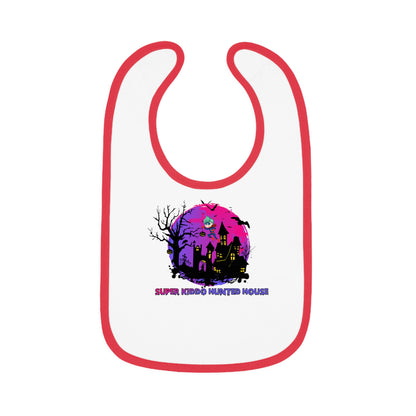 Baby Bib - Super kiddo flying on hunted house - [[{"value":"Wonderwear Kid"}]]