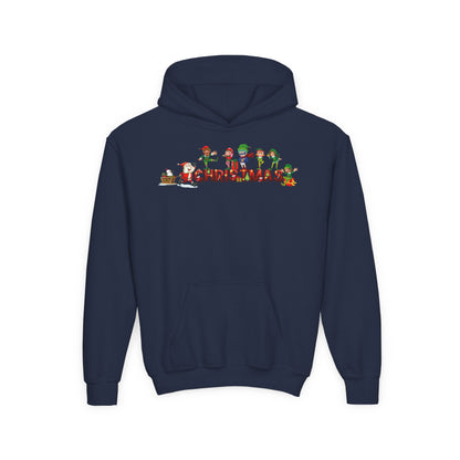 Youth Heavy Blend Hooded Sweatshirt - Christmas with santa claus and friends - [[{"value":"Wonderwear Kid"}]]