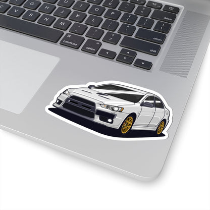 Kiss-Cut Vinyl Decals - White car Printify
