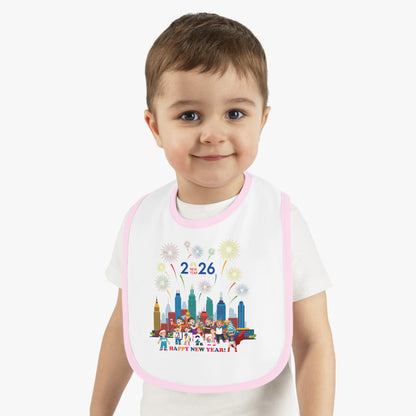 Baby Bib - Happy new year with fireworks - [[{"value":"Wonderwear Kid"}]]