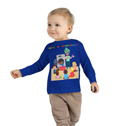 Toddler Long Sleeve Tee - super kiddo teaching laundry - [[{"value":"Wonderwear Kid"}]]