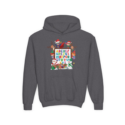 Youth Heavy Blend Hooded Sweatshirt - Christmas alphabet with super kiddo - [[{"value":"Wonderwear Kid"}]]