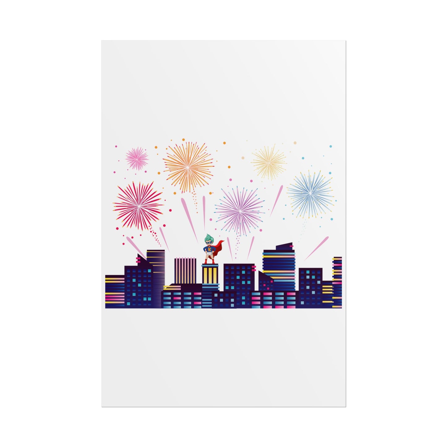 Rolled Posters - Super kiddo with fireworks - [[{"value":"Wonderwear Kid"}]]
