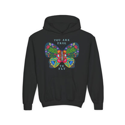 Youth Heavy Blend Hooded Sweatshirt - You are free to fly Printify