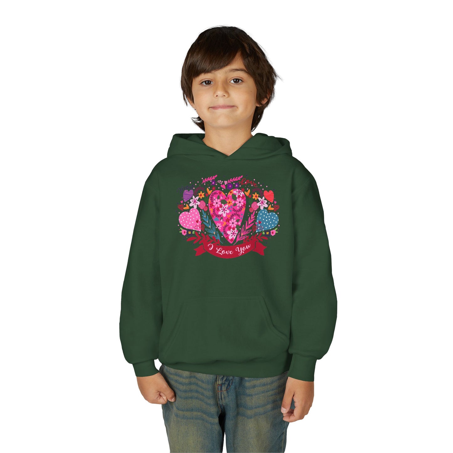 Youth Heavy Blend Hooded Sweatshirt - I love you