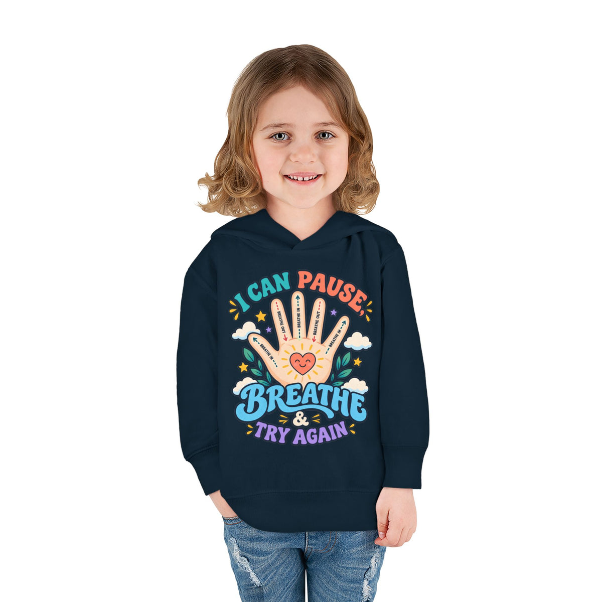Toddler Hoodie — Pause, Breathe, Try Again Hand Guide