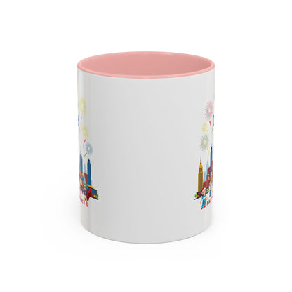 Accent Coffee Mug - Happy new year with fireworks - [[{"value":"Wonderwear Kid"}]]