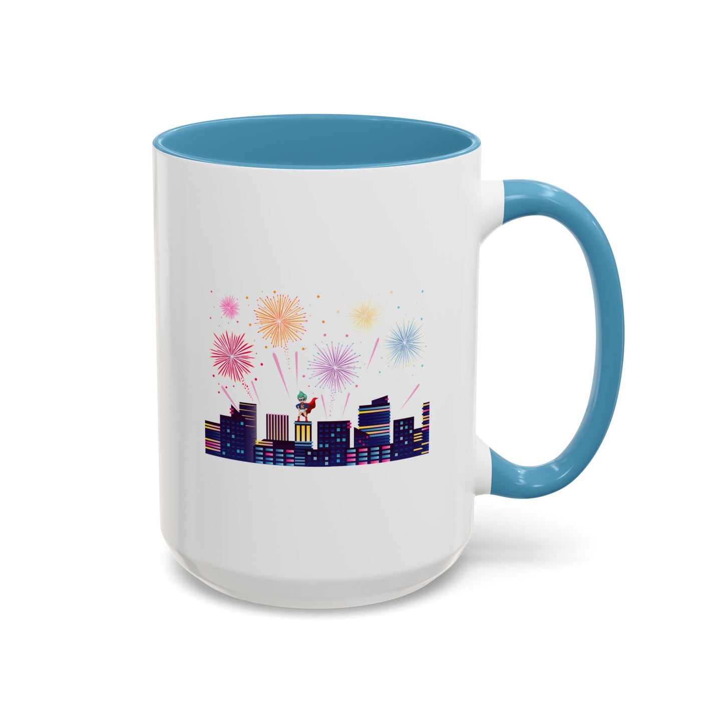 Accent Coffee Mug - Super kiddo with fireworks