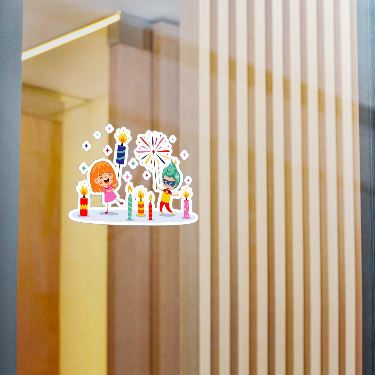 Christmas Kiss-Cut Vinyl Decals – Super kiddo lighting fireworks - [[{"value":"Wonderwear Kid"}]]