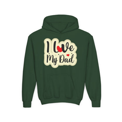 Youth Heavy Blend Hooded Sweatshirt - i love my dad Printify
