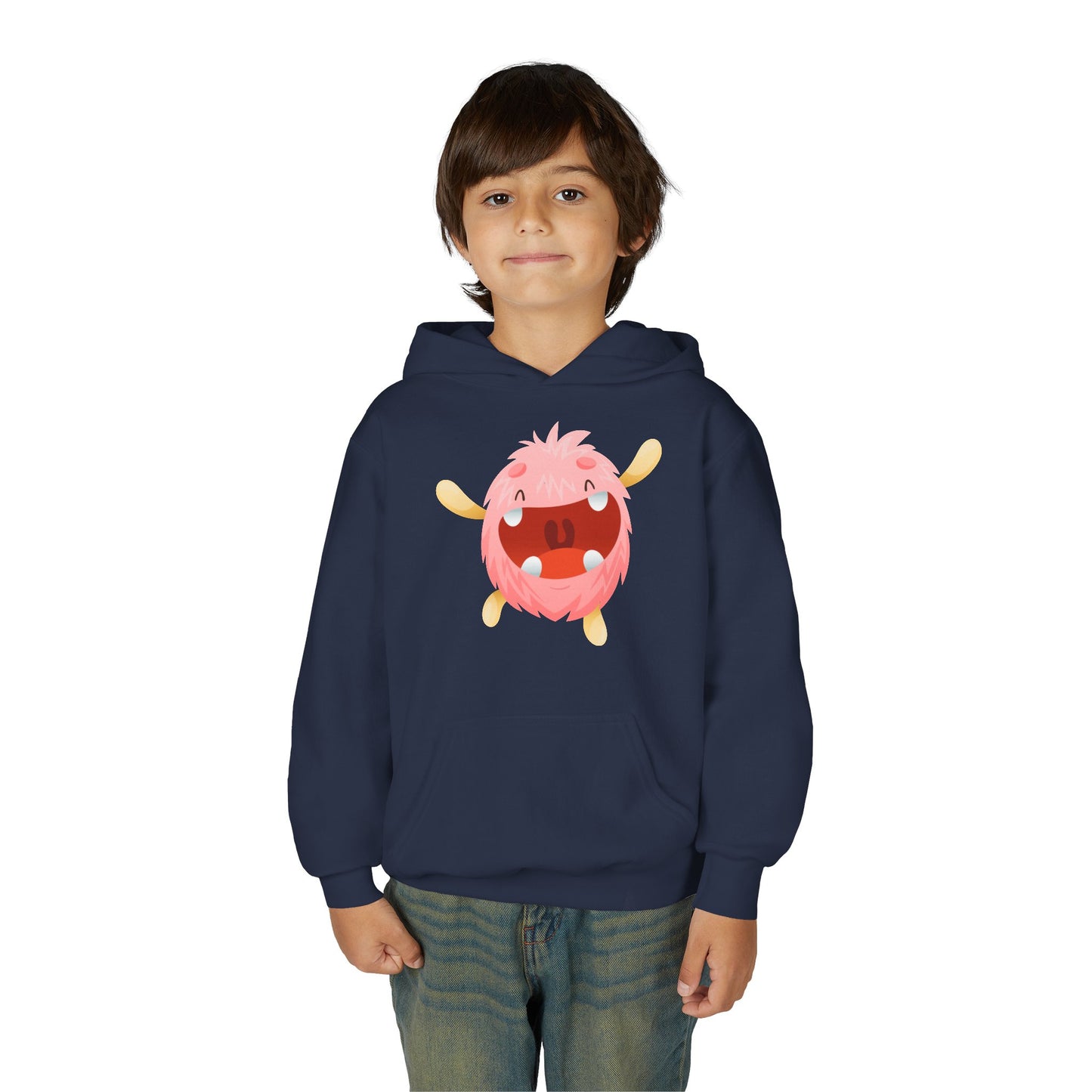 Youth Heavy Blend Hooded Sweatshirt - Baby pink monster